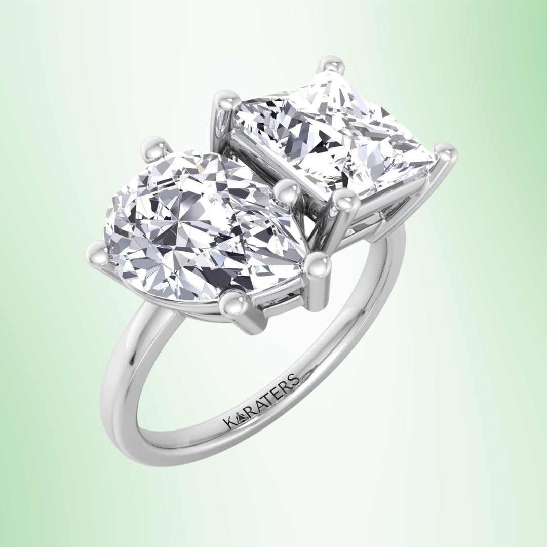 Princess & Pear Cut Grown Diamond Solitaire Engagement Ring