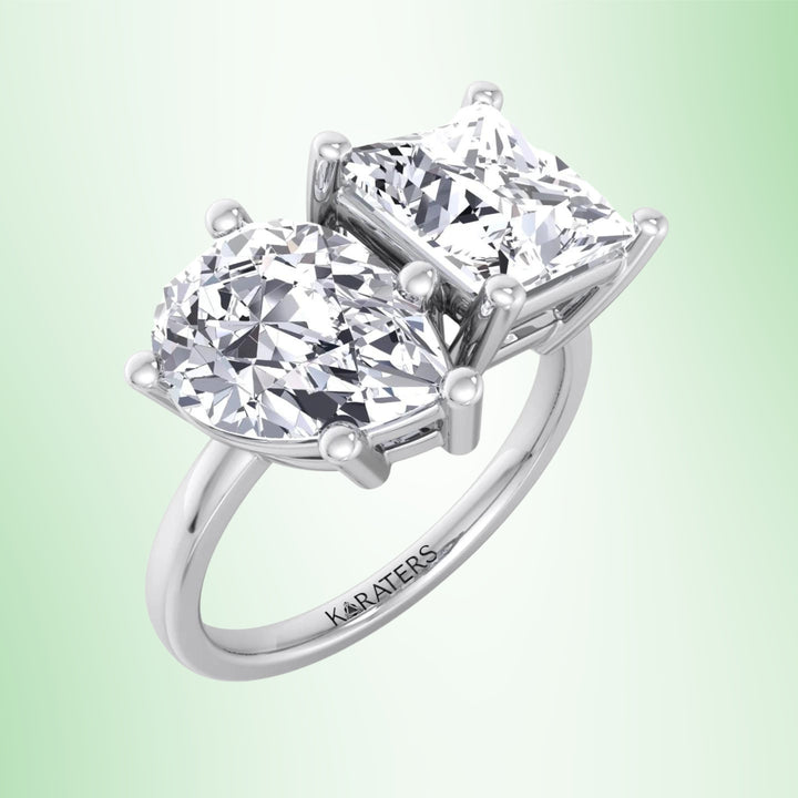 Princess & Pear Cut Grown Diamond Solitaire Engagement Ring