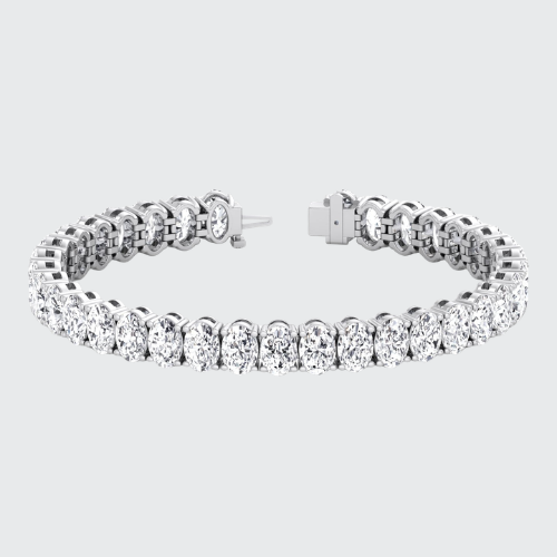 Oval Cut Lab-Grown Diamond Tennis Bracelet 14K Solid Gold