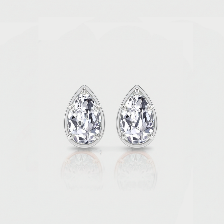 Prong Bezel Set Pear Shape Lab Grown Diamond Studs