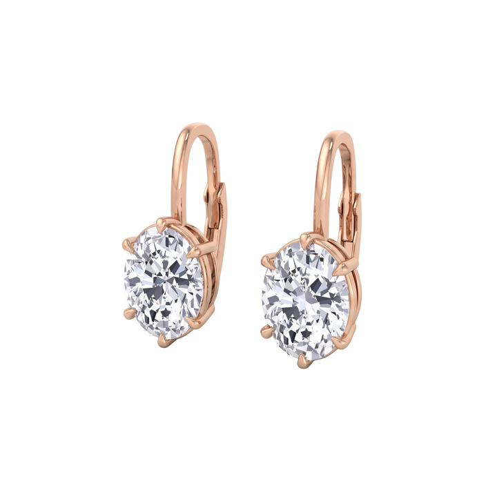 Oval Shape Bezel Prong Lab Grown Diamond Drop Earrings RG 