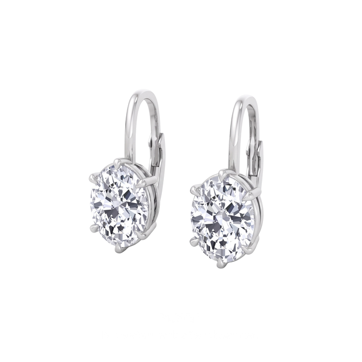 Oval Shape Bezel Prong Lab Grown Diamond Drop Earrings WG 