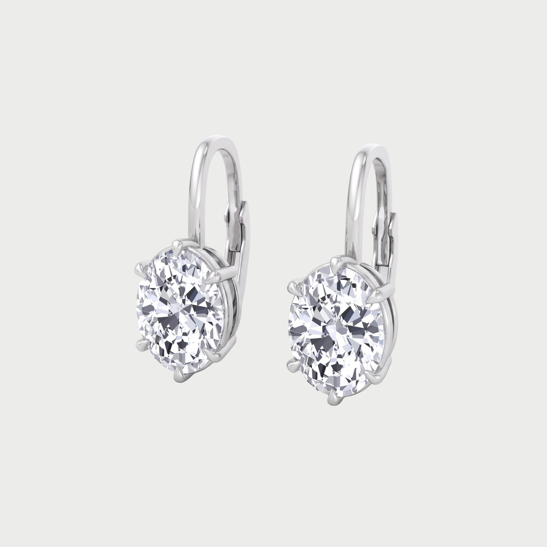 Oval Shape Bezel Prong Lab Grown Diamond Drop Earrings