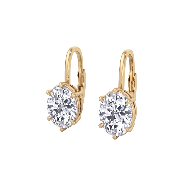 Oval Shape Bezel Prong Lab Grown Diamond Drop Earrings YG 