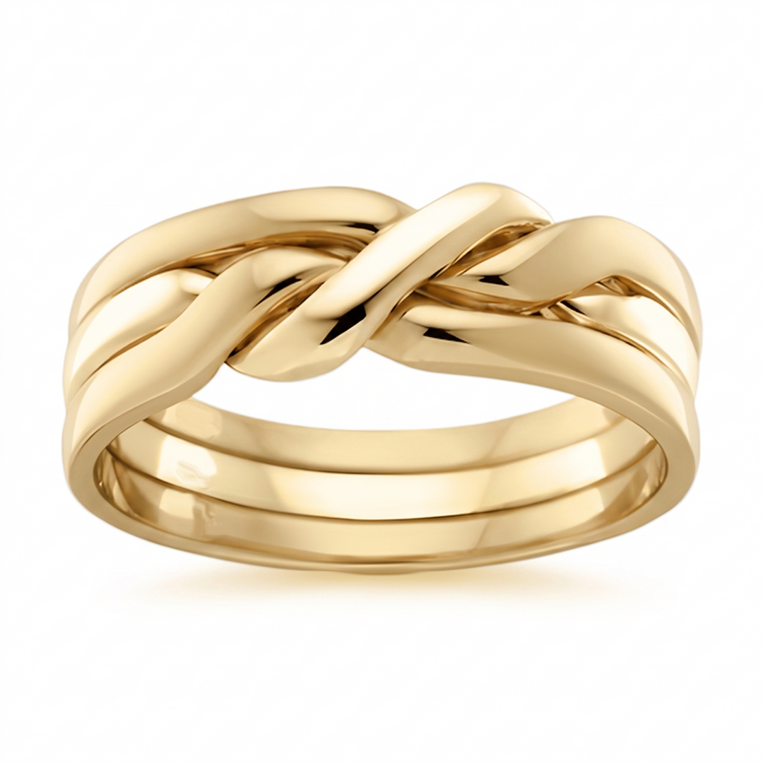 Men's Puzzle Style Solid Gold Band YG 2