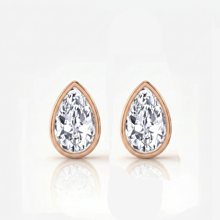 Bezel Set Pear Shape Lab Grown Diamond Studs RG  2
