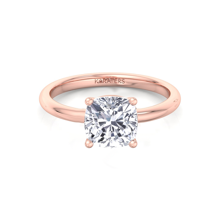 Cushion Cut Thin Band Solitaire Lab Grown Diamond Engagement Ring RG 2