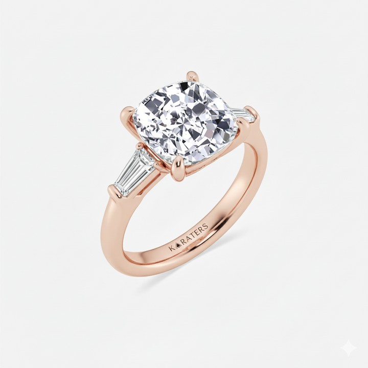 RG Cushion Cut Lab Grown Diamond with Side Accents Ring side view