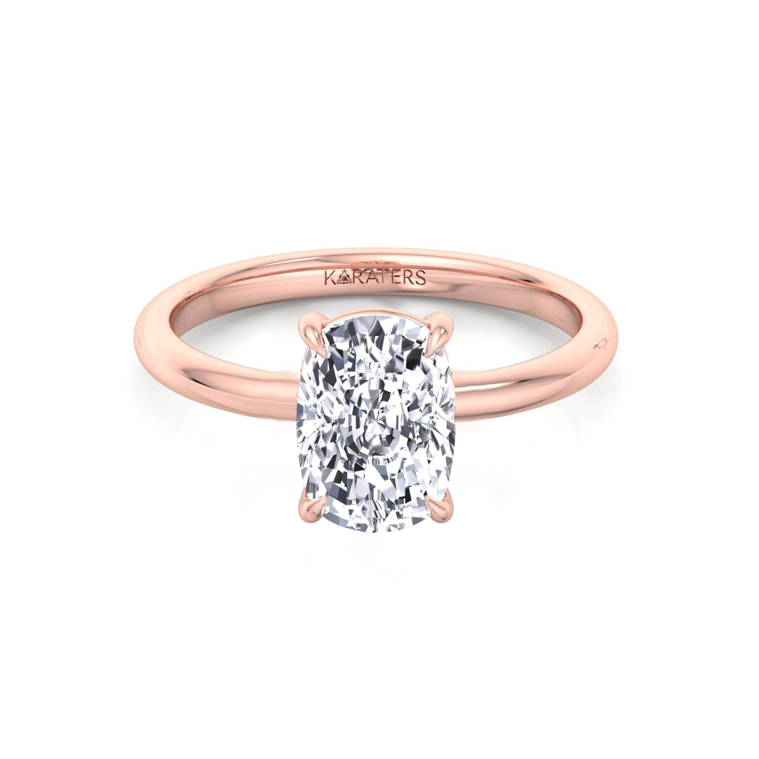 Cushion Cut Thin Band Solitaire Lab Grown Diamond Ring RG 2