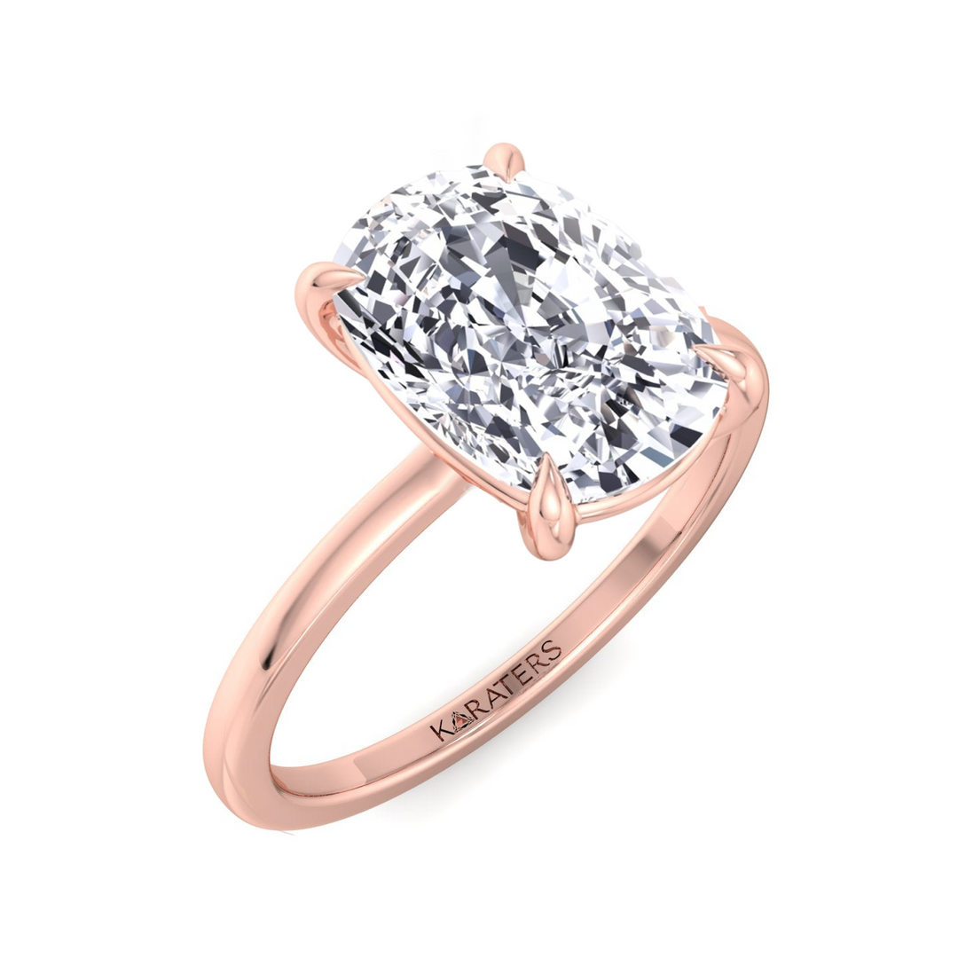 Cushion Cut Thin Band Solitaire Lab Grown Diamond Ring RG