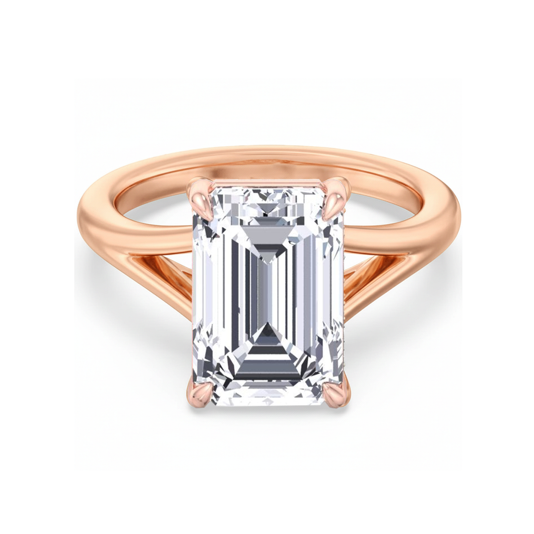 RG Emerald Split Shank Lab Grown Diamond front view