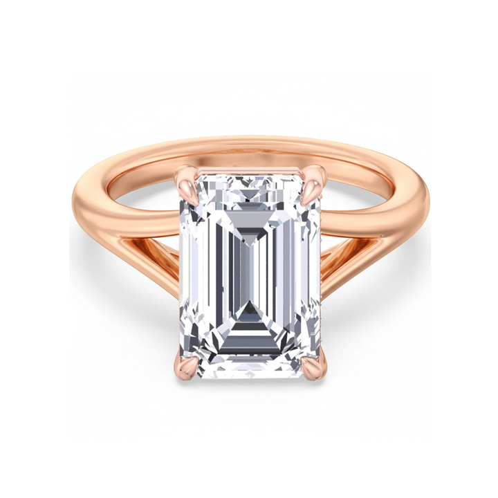 RG Emerald Split Shank Lab Grown Diamond front view