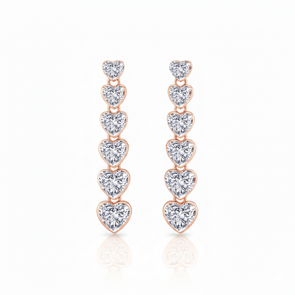 RG Heart Shaped Bezel Tennis Earrings Lab Grown Diamond