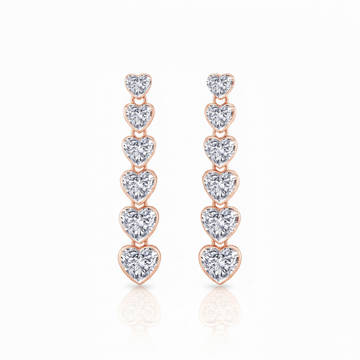 RG Heart Shaped Bezel Tennis Earrings Lab Grown Diamond