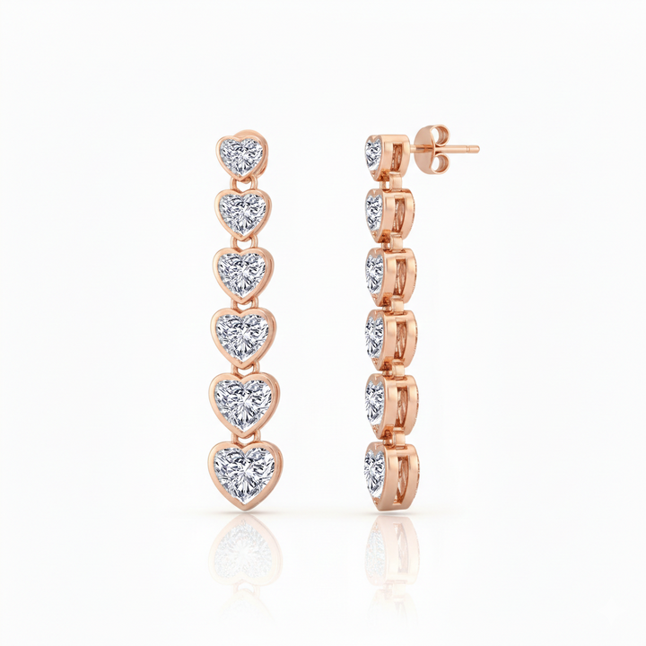 RG Heart Shaped Bezel Tennis Earrings Lab Grown Diamond 2