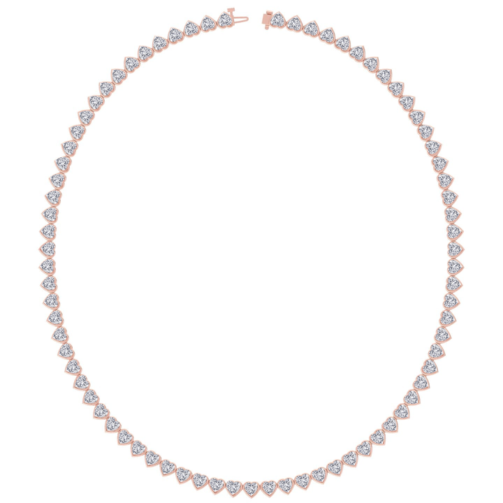 Heart Shape Bezel Set Lab Grown Diamond Tennis Necklace 18K Solid Gold