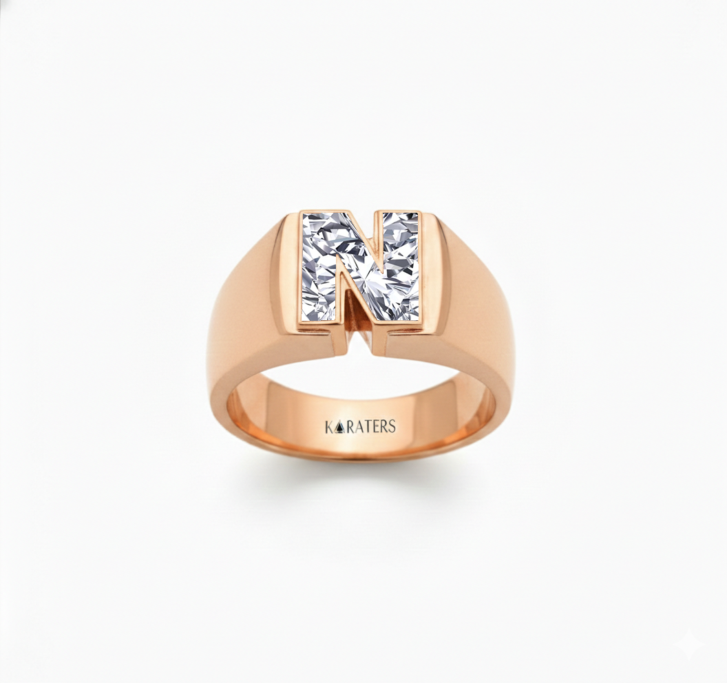 Floating Bezel Lab Grown Diamond Letter Ring