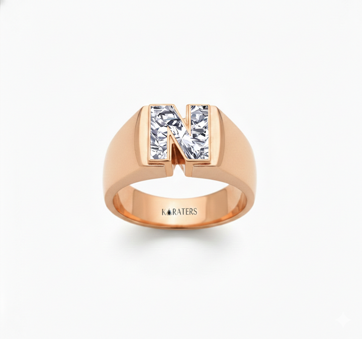 Floating Bezel Lab Grown Diamond Letter Ring