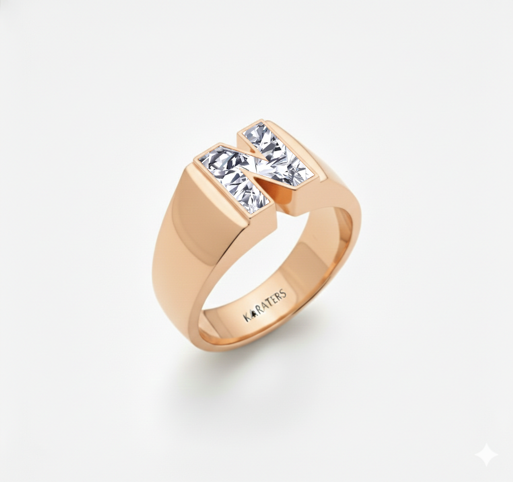 Floating Bezel Lab Grown Diamond Letter Ring