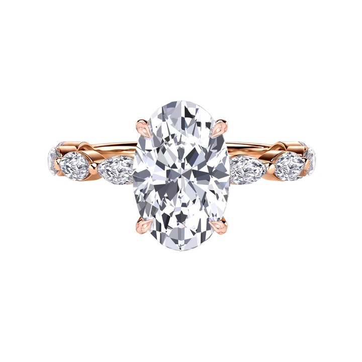 Oval Cut Lab-Grown Diamond Engagement Ring with Marquise Accent RG 2