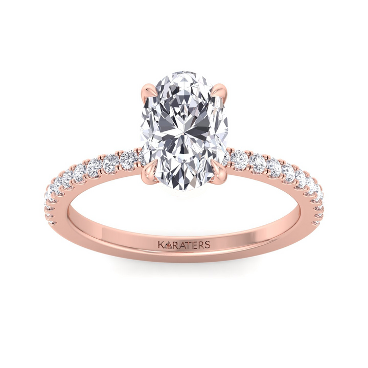 RG Oval Cut Lab-Grown Diamond Engagement Ring With Sidestones top view