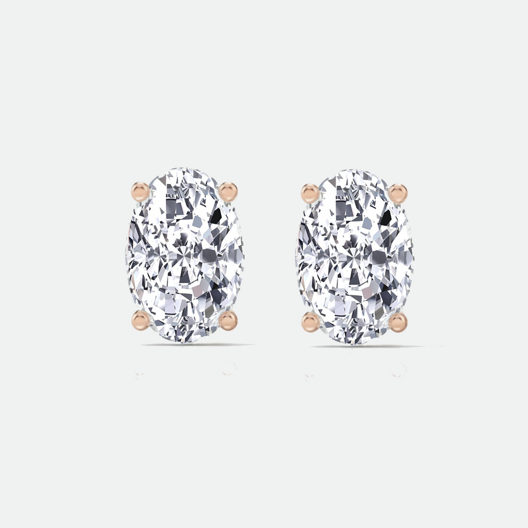 RG Oval Cut Lab Grown Diamond Studs with Invisible Halo Front view