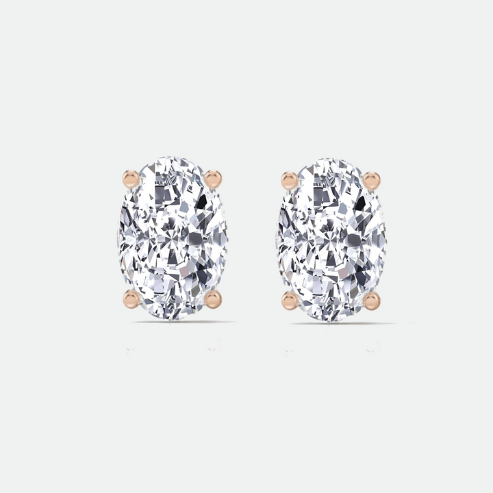 RG Oval Cut Lab Grown Diamond Studs with Invisible Halo Front view