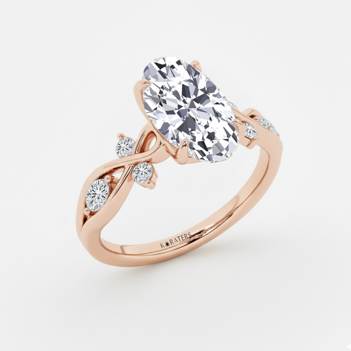 Oval Lab Grown Diamond Vintage with Side Stone Engagement Ring