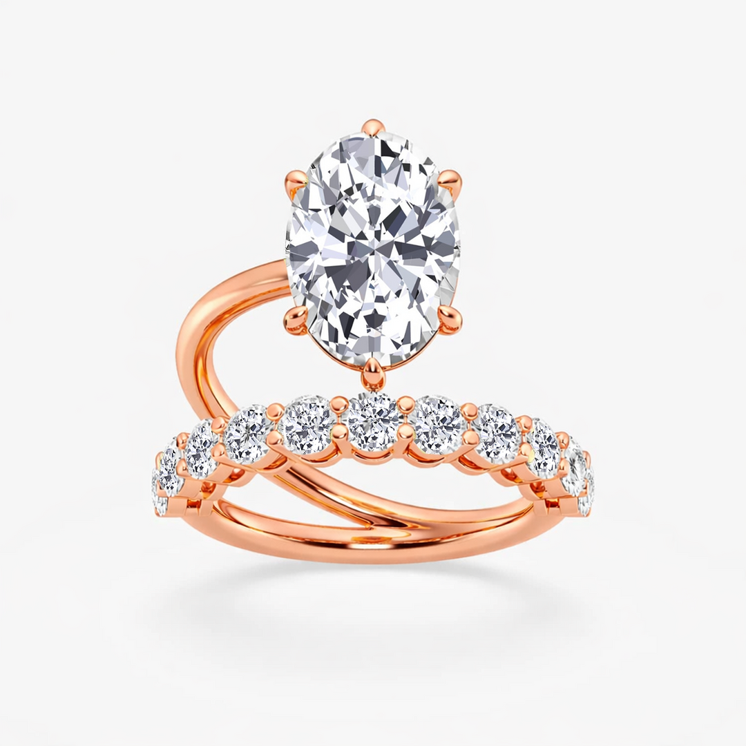 RG Oval Lab Grown Diamond Split Shank Engagement Ring front view