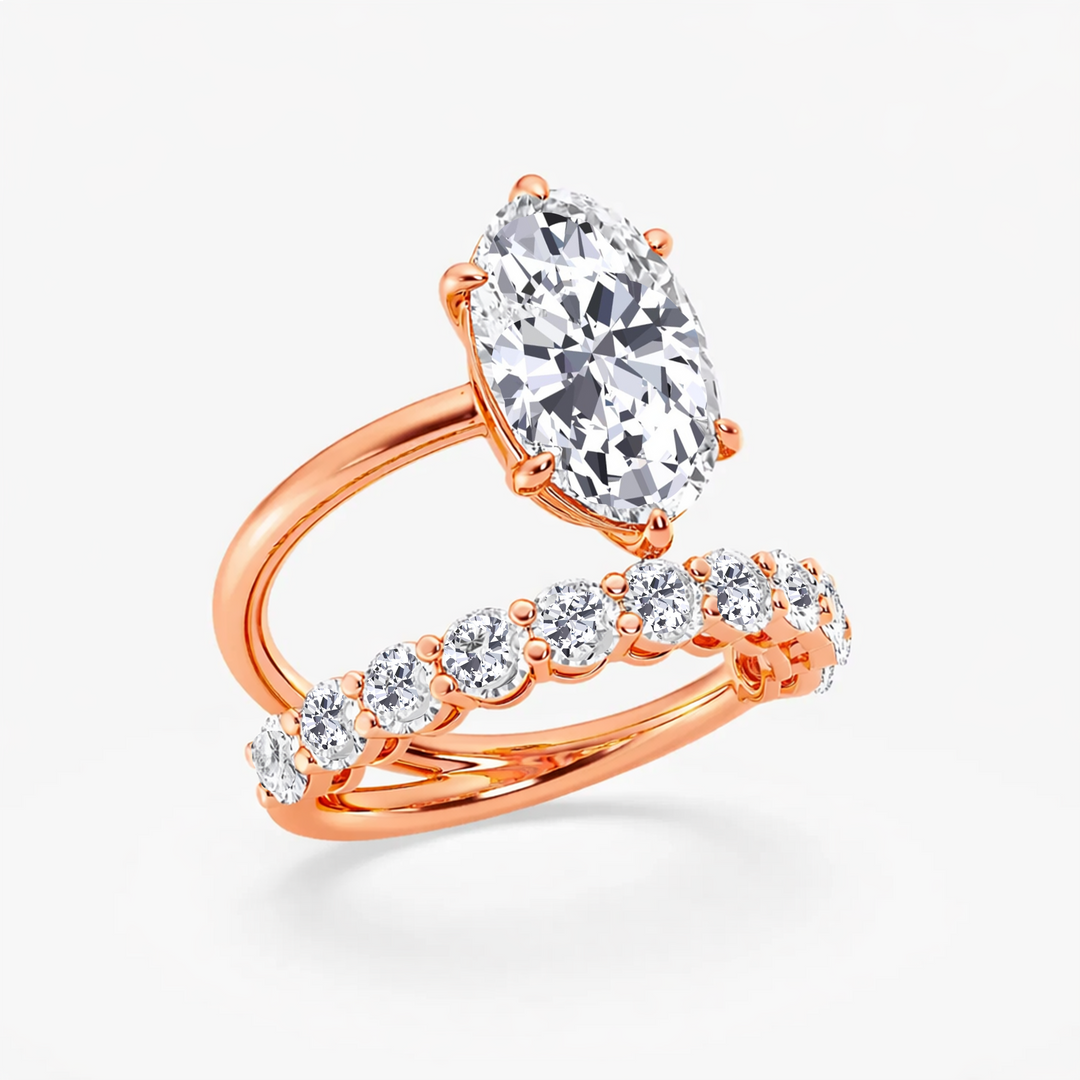 RG Oval Lab Grown Diamond Split Shank Engagement Ring side view