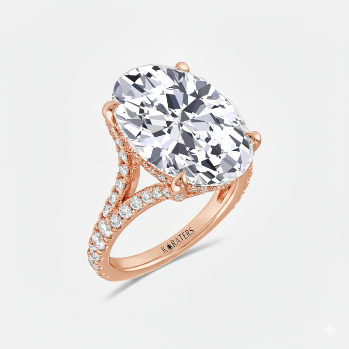 RG Oval Shape Lab Grown Diamond with Split Shank Engagement Ring side view