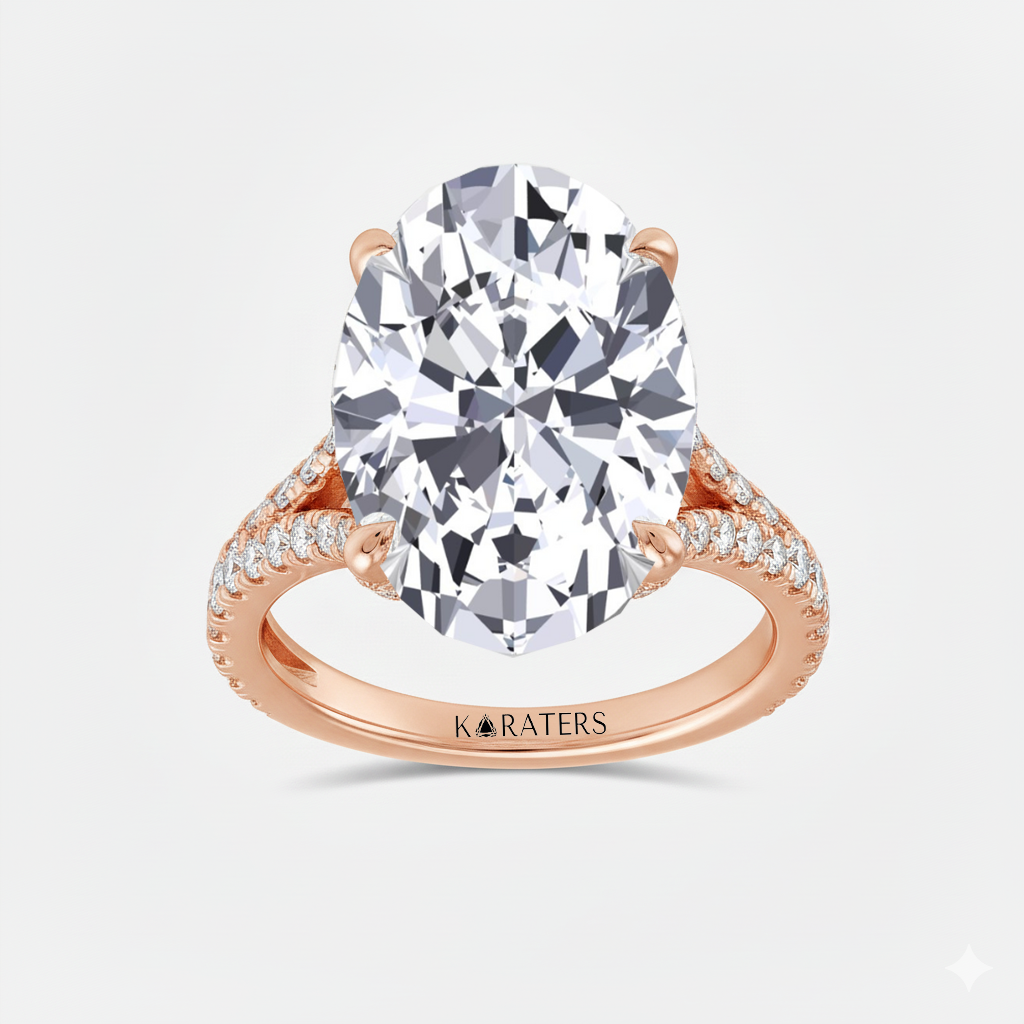 RG Oval Shape Lab Grown Diamond with Split Shank Engagement Ring top view