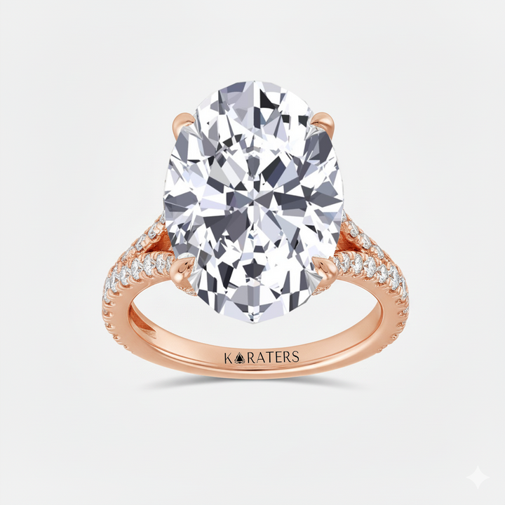 RG Oval Shape Lab Grown Diamond with Split Shank Engagement Ring top view