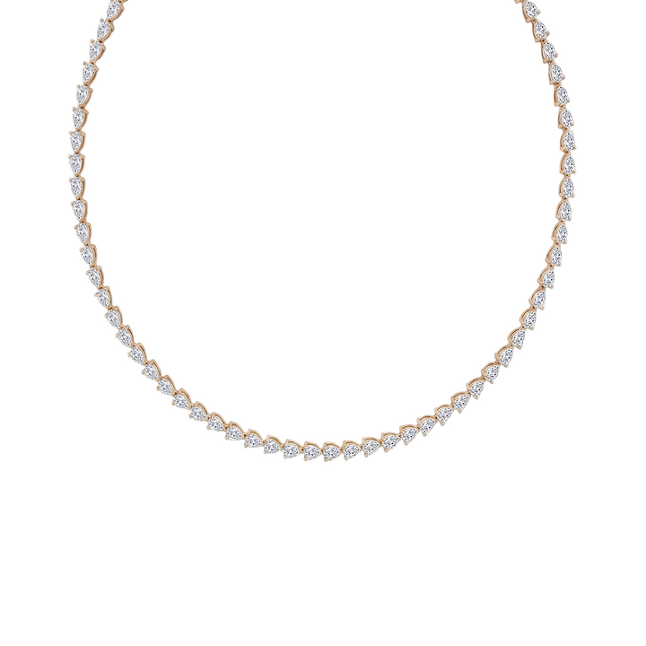 East-West Pear Shape Lab Grown Diamond Tennis Necklace Rose Gold 14K