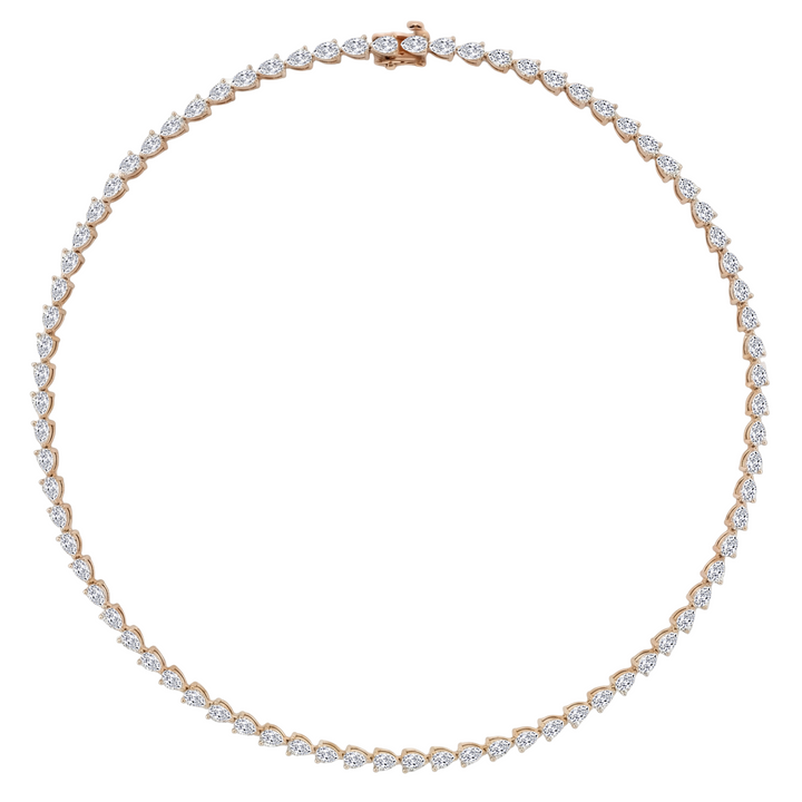 East-West Pear Shape Lab Grown Diamond Tennis Necklace Rose Gold 18K