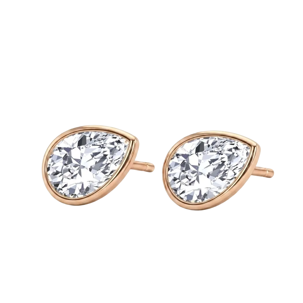 Bezel Set Pear Shape East West Lab Grown Diamond Studs RG