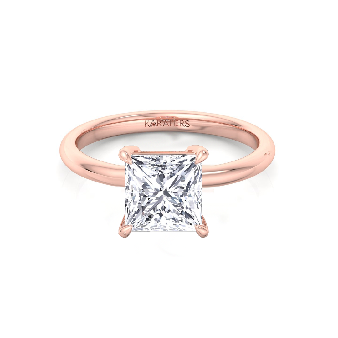 Princess Cut Thin Band Solitaire Lab Grown Diamond Engagement Ring RG 