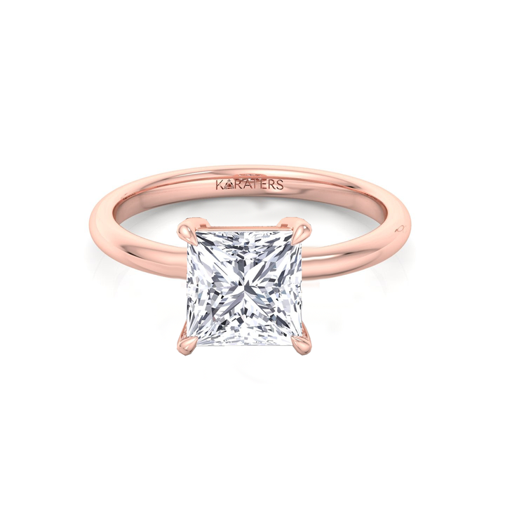 Princess Cut Thin Band Solitaire Lab Grown Diamond Engagement Ring RG 