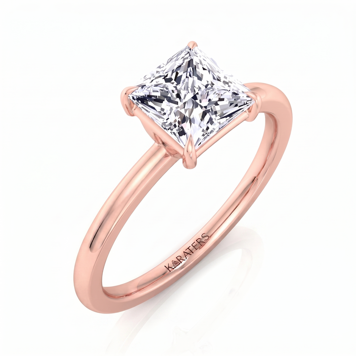 Princess Cut Thin Band Solitaire Lab Grown Diamond Engagement Ring RG 2