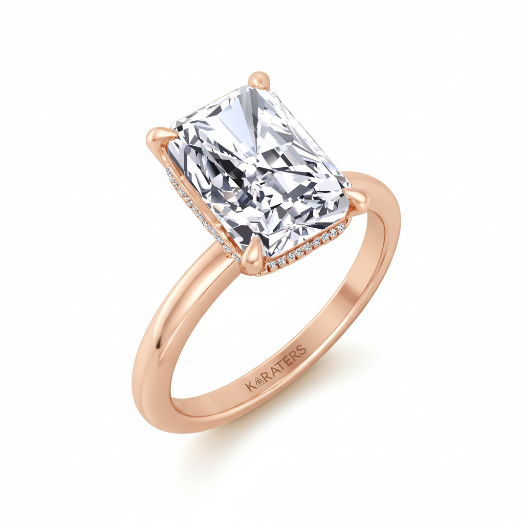 RG Invisible Halo Radiant Cut Solitaire Lab-Grown Diamond Ring Side View