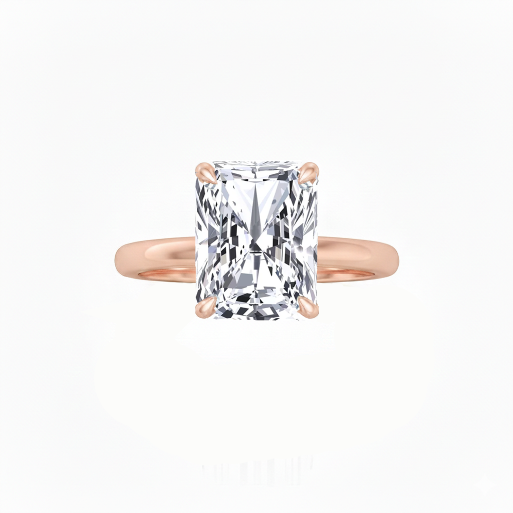 RG Invisible Halo Radiant Cut Solitaire Lab-Grown Diamond Ring Front View