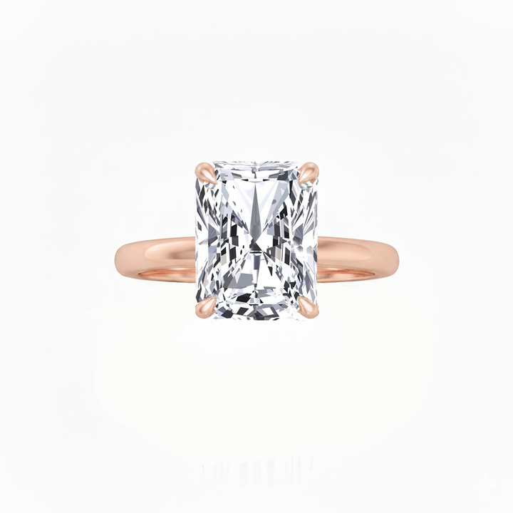 RG Invisible Halo Radiant Cut Solitaire Lab-Grown Diamond Ring Front View