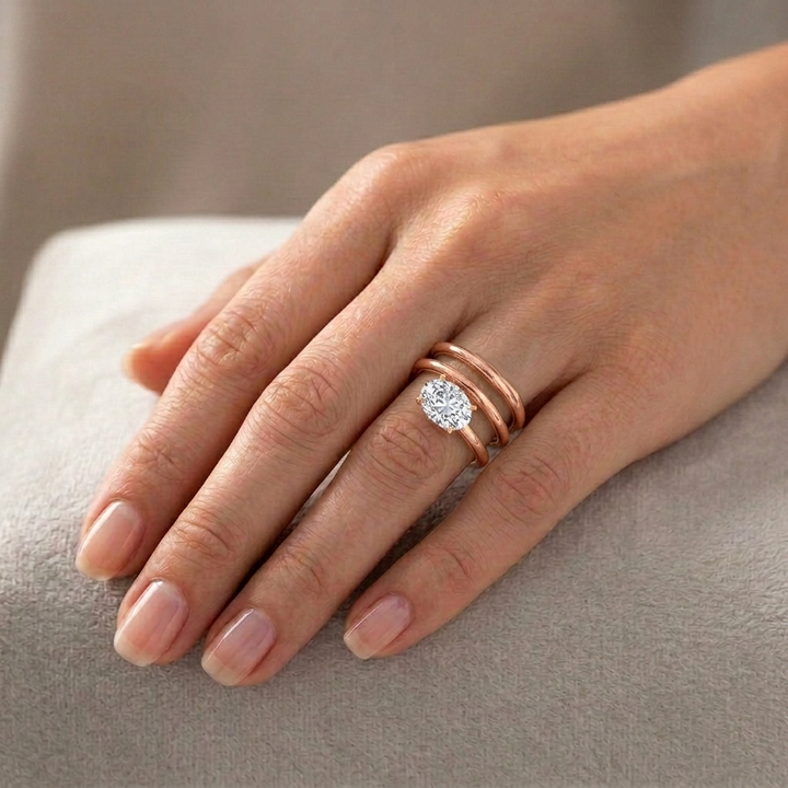 Oval Shape Spiral Lab Grown Diamond Ring