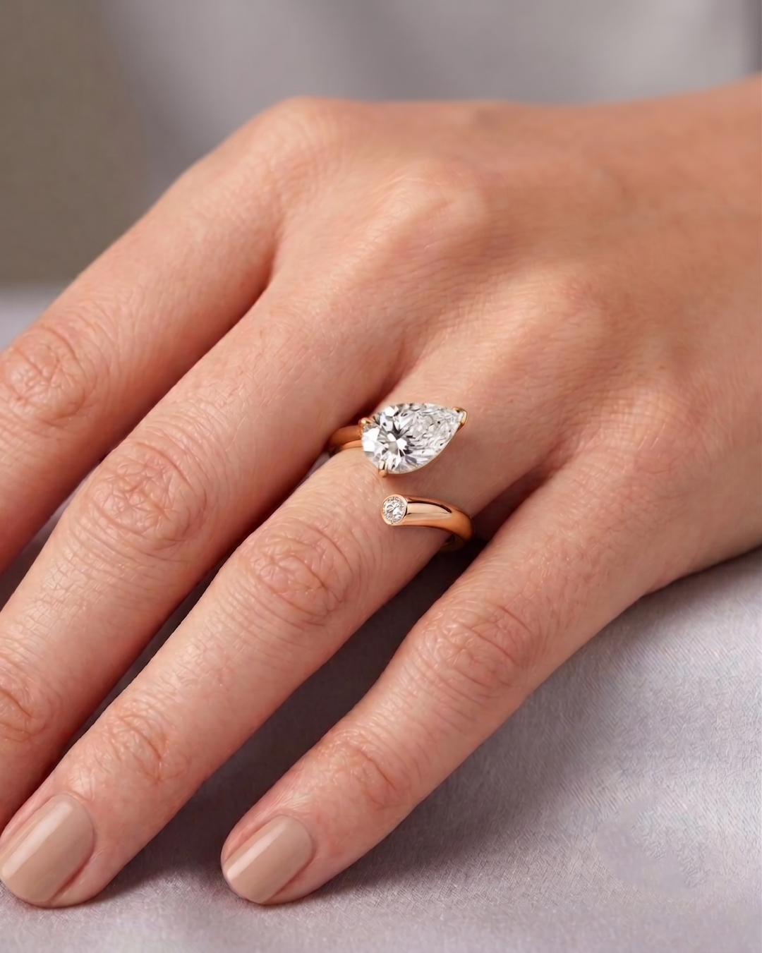 Pear Shape Wrap Around Lab Grown Diamond Ring