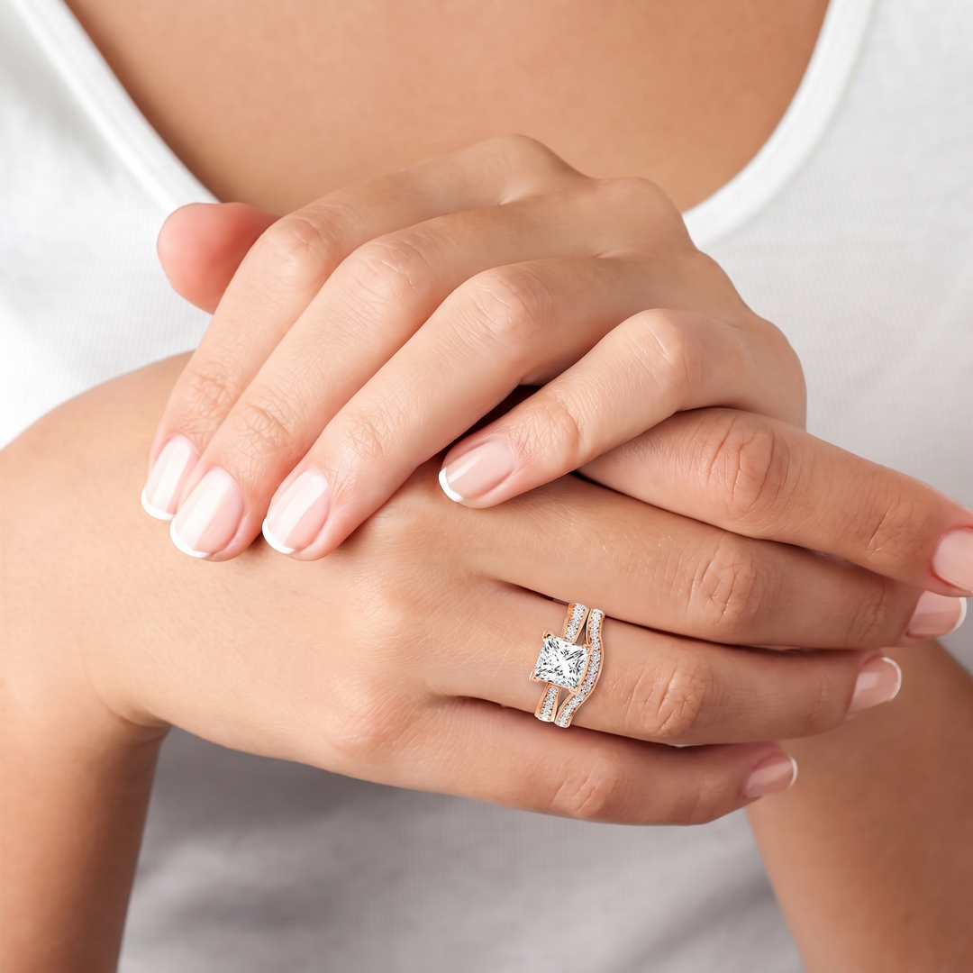 Curved Channel Style Lab Grown Diamond Wedding Band