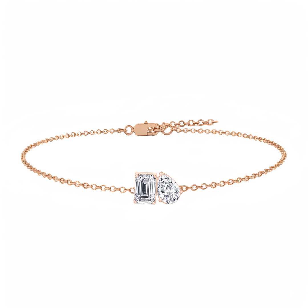 RG Emerald & Pear Shape 4-Prong Lab Grown Diamond Tennis Bracelet Front view
