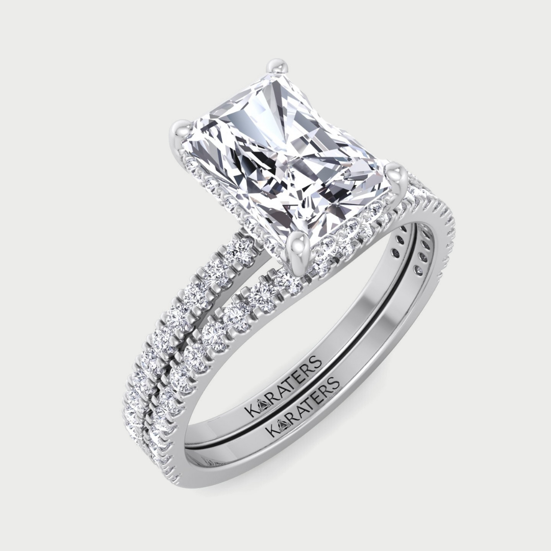 3.80CT Total Weight Radiant Cut Lab Grown Diamond Wedding Set
