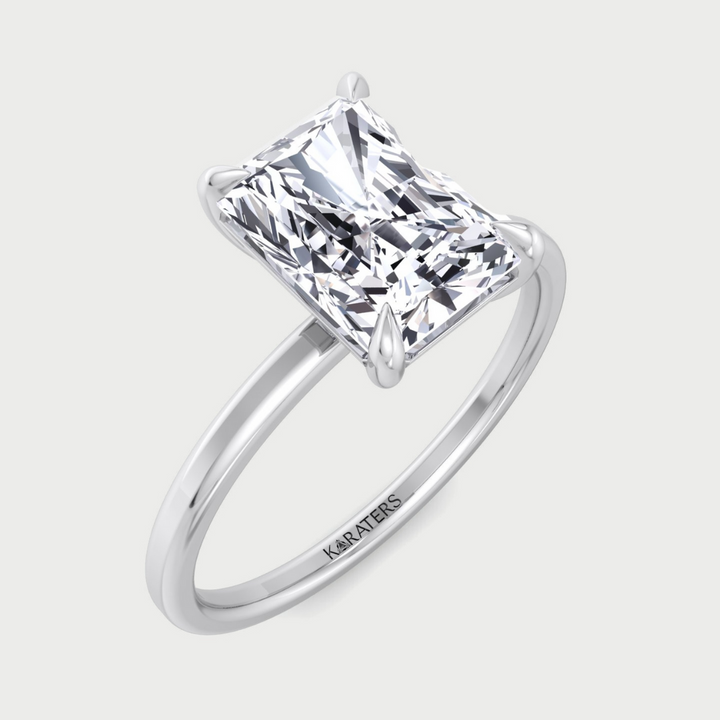 Radiant Cut Solitaire Lab Grown Diamond Claw Prong Engagement Ring