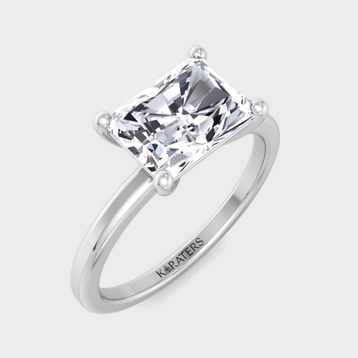 Radiant Cut Solitaire Lab Grown Diamond Engagement Ring East West