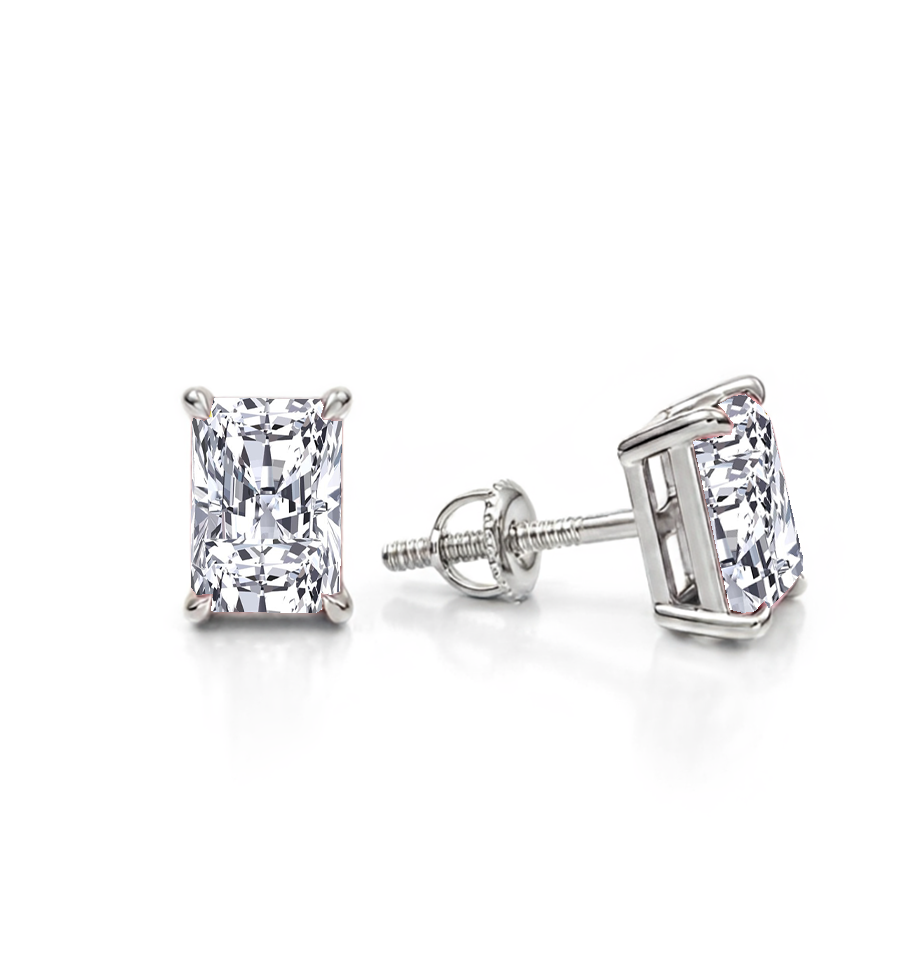 Radiant Cut Lab Grown Diamond Studs WG